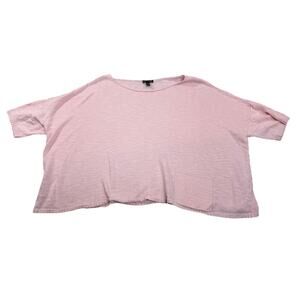 Eileen Fisher Bateau Neck Pink Linen Cotton Crop Dolman Sleeve Pocket M